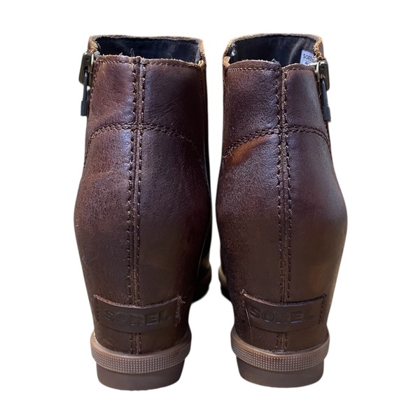 Sorel Joan of Arctic Wedge Zip Bootie Women's Size 8.5 NL3766-242 Brown Leather - Picture 4 of 10